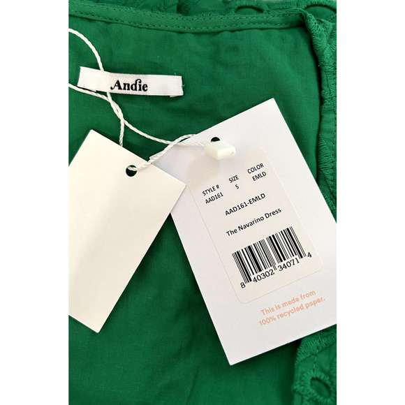 Andie The Navarino Dress in Eyelet Emerald Green S NWT - Picture 4 of 5